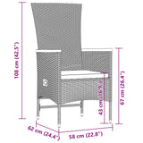 Set da Pranzo da Giardino 9 pz con Cuscini Nero in Polyrattan