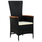 Set da Pranzo da Giardino 11 pz con Cuscini in Polyrattan Nero