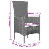 Set da Pranzo da Giardino 11 pz con Cuscini in Polyrattan Nero