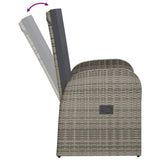 Set da Pranzo da Giardino 9 pz con Cuscini in Polyrattan Grigio