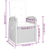 Set da Pranzo da Giardino 9 pz con Cuscini in Polyrattan Grigio