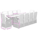 Set da Pranzo da Giardino 11 pz con Cuscini in Polyrattan Nero