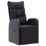 Set da Pranzo da Giardino 9 pz con Cuscini Nero in Polyrattan
