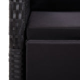 Set da Pranzo da Giardino 9 pz con Cuscini Nero in Polyrattan