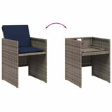 Set da pranzo da giardino da 15 pz con Cuscini in Polyrattan Grigio