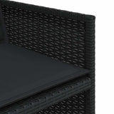 Set da Pranzo da Giardino 15 pz con Cuscini Nero in Polyrattan