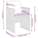 Set da Pranzo da Giardino 15 pz con Cuscini Grigio Polyrattan
