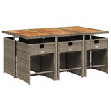 Set da pranzo da giardino da 7 pz con Cuscini in Polyrattan Grigio
