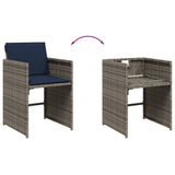 Set da pranzo da giardino da 7 pz con Cuscini in Polyrattan Grigio