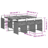 Set da pranzo da giardino da 7 pz con Cuscini in Polyrattan Grigio