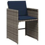 Set da pranzo da giardino da 9 pz con Cuscini in Polyrattan Grigio