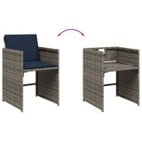 Set da pranzo da giardino da 9 pz con Cuscini in Polyrattan Grigio