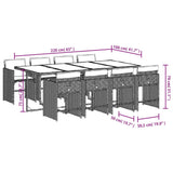 Set da pranzo da giardino da 9 pz con Cuscini in Polyrattan Grigio