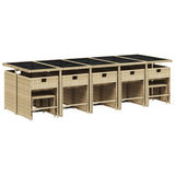 Set Pranzo da Giardino 15 pz con Cuscini Beige Misto Polyrattan
