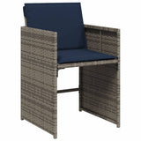 Set da pranzo da giardino da 15 pz con Cuscini in Polyrattan Grigio