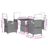 Set da Pranzo da Giardino 5 pz con Cuscini Beige in Polyrattan