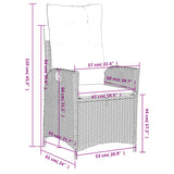 Set da Pranzo da Giardino 3 pz con Cuscini Beige in Polyrattan