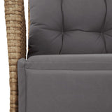 Set da Pranzo da Giardino 3 pz con Cuscini Beige in Polyrattan