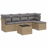 Set Divano da Giardino 6 pz con Cuscini Beige Misto Polyrattan