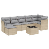 Set Divano da Giardino 8 pz con Cuscini Beige Misto Polyrattan
