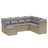 Set Divano da Giardino 7 pz con Cuscini Beige Misto Polyrattan