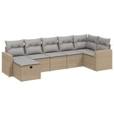 Set Divano da Giardino 7 pz con Cuscini Beige Misto Polyrattan