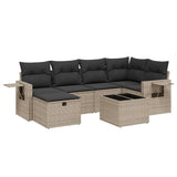 Set Divani da Giardino 7 pz con Cuscini Grigio in Polyrattan