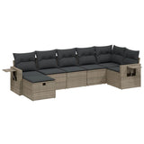 Set Divani da Giardino 7 pz con Cuscini Grigio in Polyrattan
