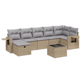 Set Divano da Giardino 8 pz con Cuscini Beige Misto Polyrattan