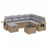 Set Divano da Giardino 8 pz con Cuscini Beige Misto Polyrattan