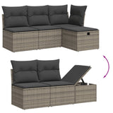 Set Divano da Giardino 5 pz con Cuscini Grigio in Polyrattan