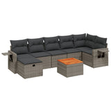 Set Divano da Giardino 8 pz con Cuscini Grigio in Polyrattan