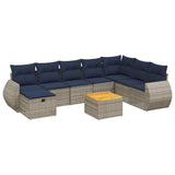 Set Divani da Giardino 9 pz con Cuscini Grigio in Polyrattan