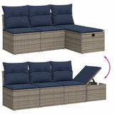 Set Divani da Giardino 9 pz con Cuscini Grigio in Polyrattan