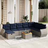 Set Divani da Giardino 9 pz con Cuscini Grigio in Polyrattan