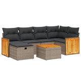 Set Divani da Giardino 7 pz con Cuscini Grigio in Polyrattan