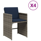 Sedie da Giardino con Cuscini 4pz Grigio in Polyrattan