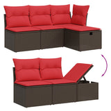 Set Divani da Giardino 6 pz con Cuscini Marrone in Polyrattan
