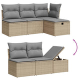 Set Divano da Giardino 6 pz con Cuscini Beige in Polyrattan