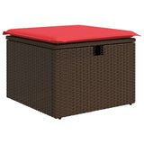 Set Divani da Giardino 7 pz con Cuscini Marrone in Polyrattan