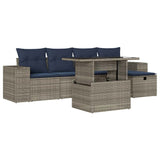 Set Divani da Giardino 6 pz con Cuscini Grigio in Polyrattan
