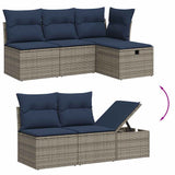 Set Divani da Giardino 6 pz con Cuscini Grigio in Polyrattan