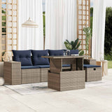 Set Divani da Giardino 6 pz con Cuscini Grigio in Polyrattan