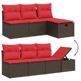 Set Divani da Giardino 9 pz con Cuscini Marrone in Polyrattan