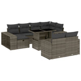 Set Divani da Giardino 11 pz con Cuscini in Polyrattan Grigio