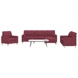 Set di Divani 4 pz con Poggiapiedi Rosso Vino in Tessuto