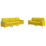 Set di Divani 2 pz con Cuscini Giallo Chiaro in Tessuto