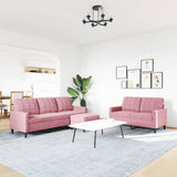 Set di Divani 3 pz con Cuscini rosa in Velluto