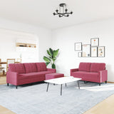 Set di Divani 3 pz con Cuscini Rosso Vino in Velluto