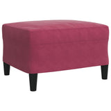 Set di Divani 3 pz con Cuscini Rosso Vino in Velluto